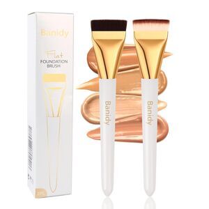 Banidy 2pieces White Flat Ultra Thin Liquid Premium Foundation Makeup Brush